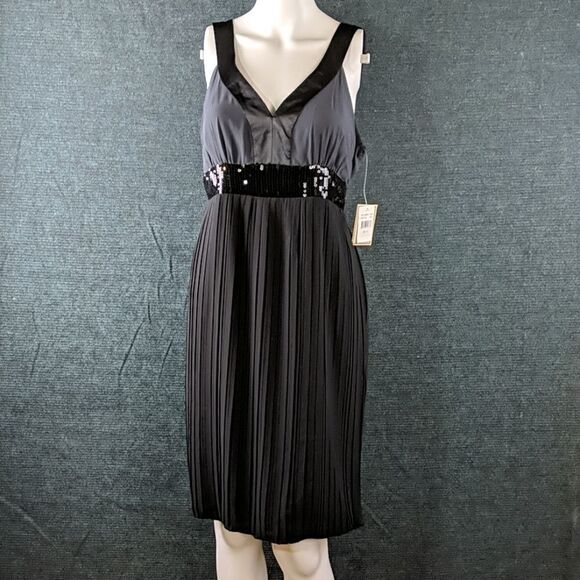 Jonathan Martin Dress Satin & Sequin Cocktail Little Black Dress - Picture 1 of 8